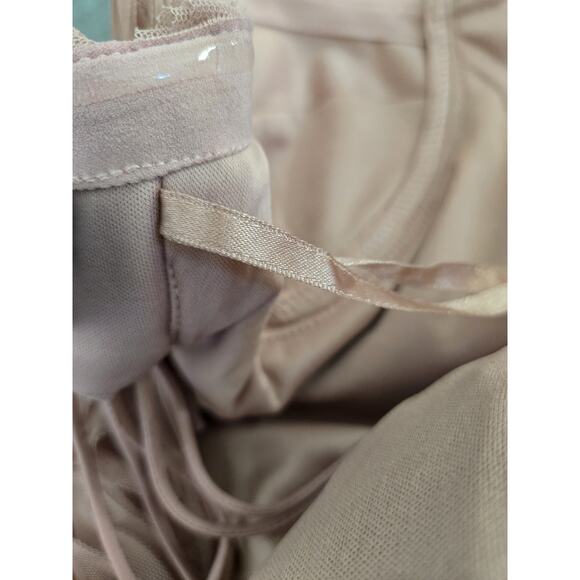 ASOS Luxe Twee Romantic Corseted Bandeau 3D Floral Layered Pink Mini Dress Sz 4 - Picture 11 of 15